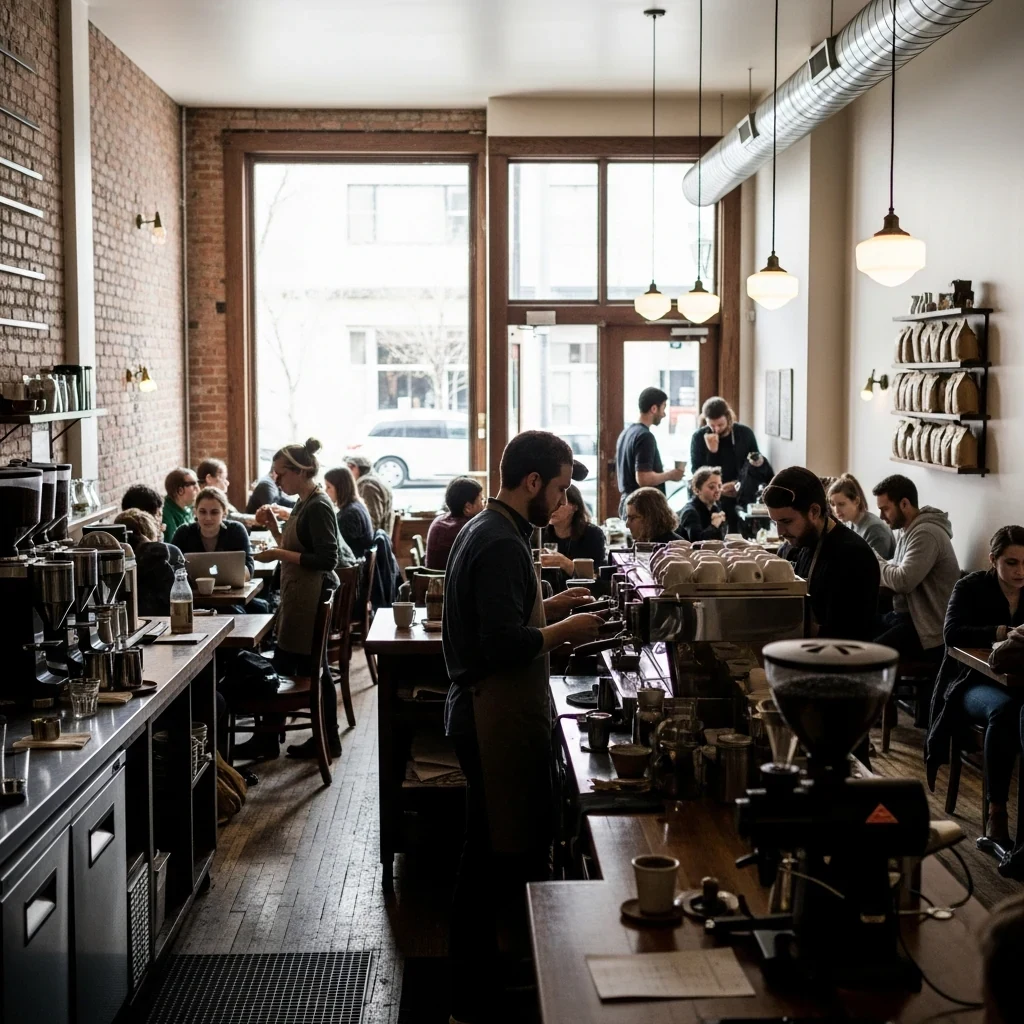 [Your City] coffee shop busy with customers