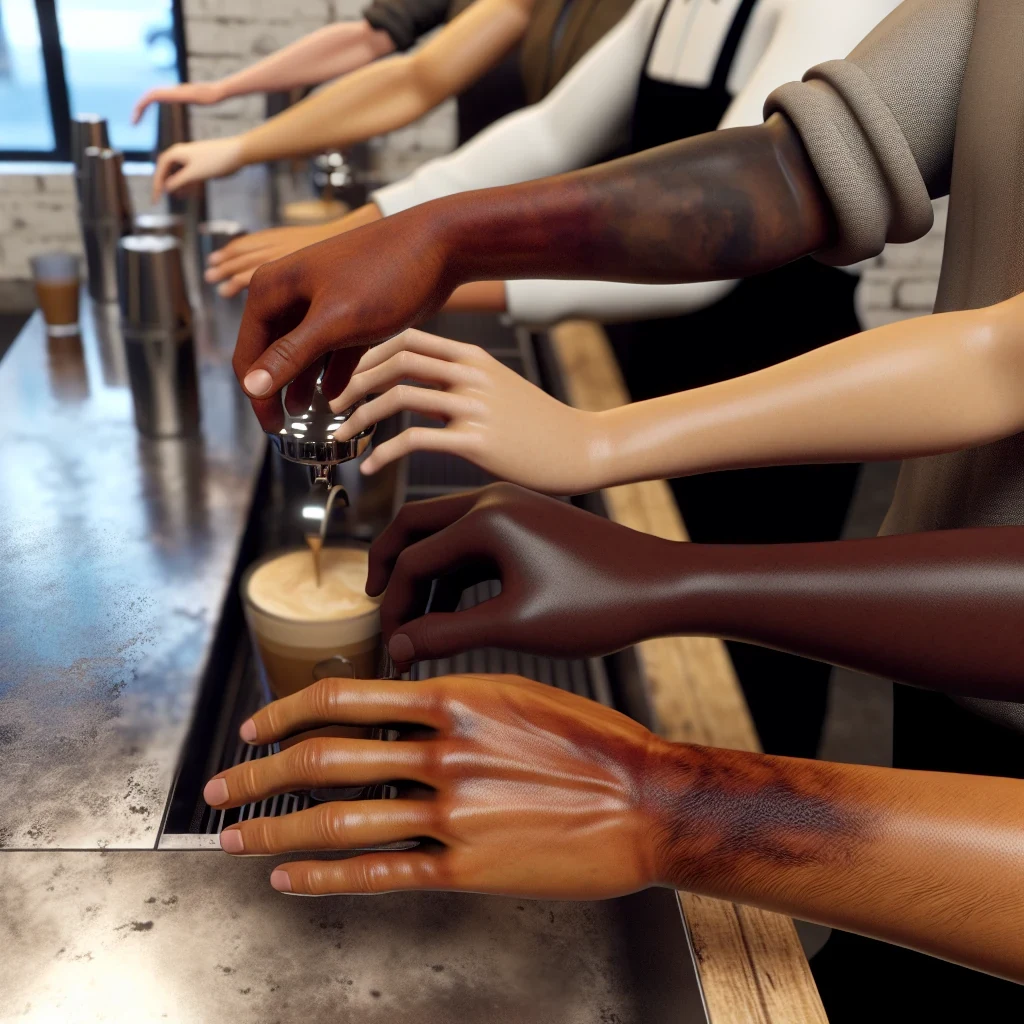 Barista preparing coffee at cafe counter