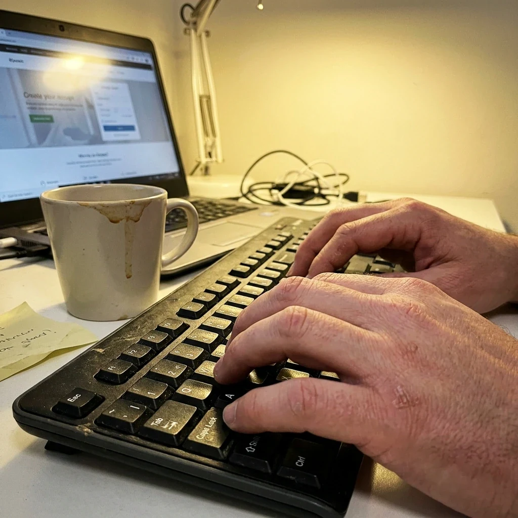 Close-up of hands typing on laptop keyboard