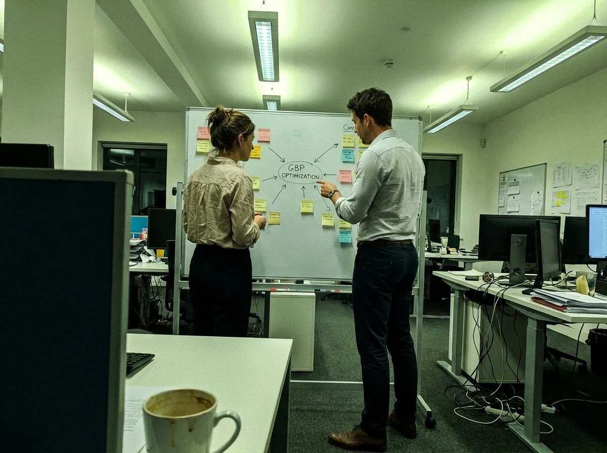 Professionals discussing Google Profile strategies
