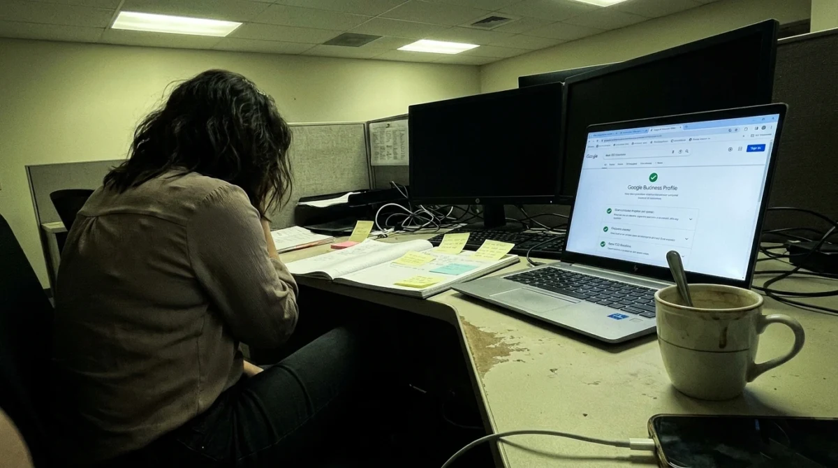 Empty workspace with closed laptop and notebook