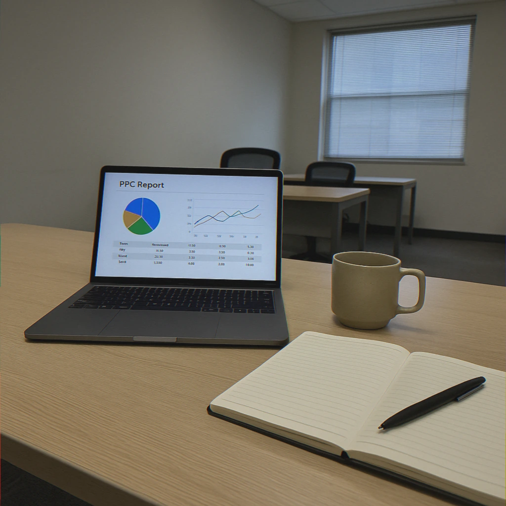 Empty desk with finalized PPC report