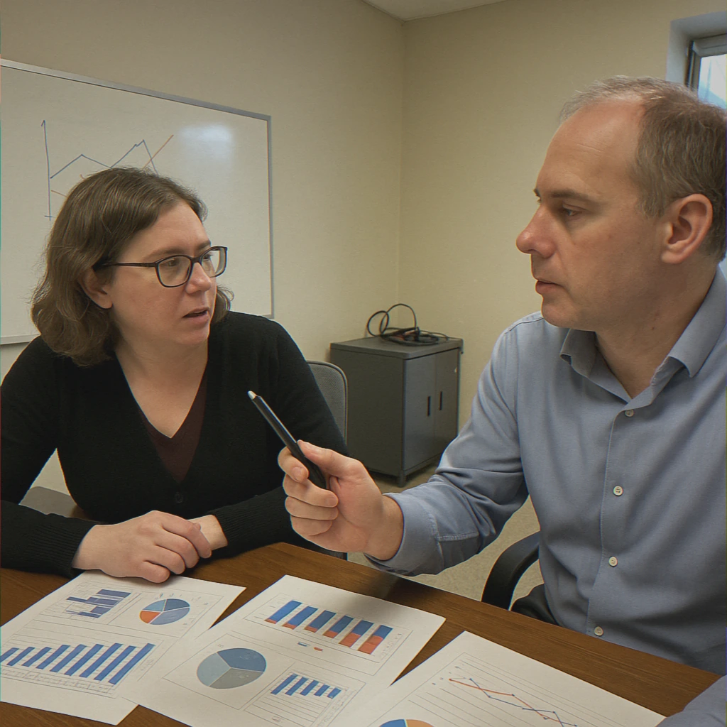 Two professionals discussing link building